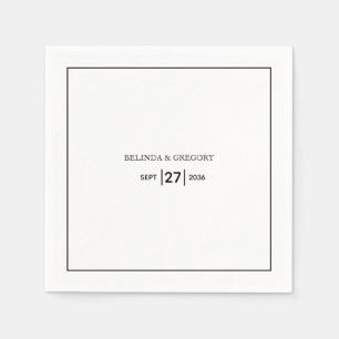 Minimalist Simple Black & White Wedding Napkin