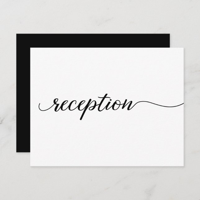 Minimalist Simple Black white wedding reception Enclosure Card (Front/Back)