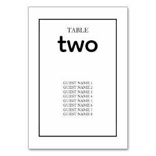Minimalist Simple Black & White Wedding  Table Number