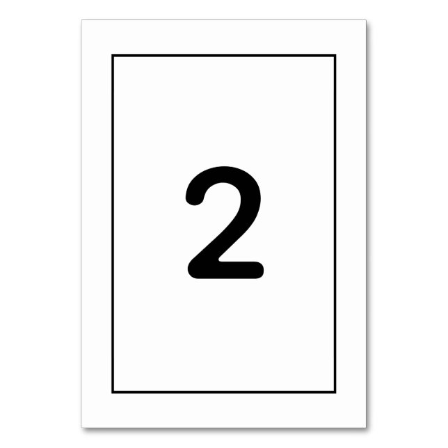 Minimalist Simple Black & White Wedding Table Number (Front)