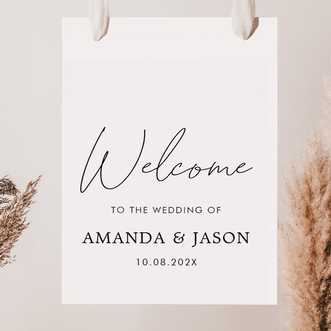 Minimalist Simple Black White Wedding Welcome Sign (Creator Uploaded)