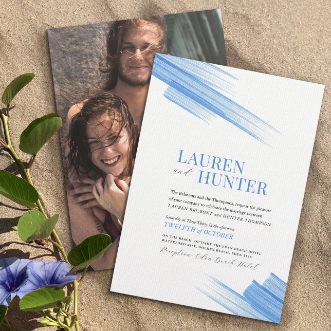 Minimalist simple blue ink strokes lines invitation (Creator Uploaded)