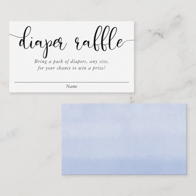 Minimalist simple blue white black diaper raffle enclosure card (Front/Back)