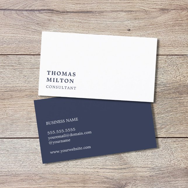 Minimalist Simple Blue White Consultant Business Card (Creator Uploaded)