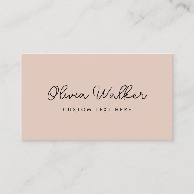 Minimalist Simple Boho Beige Modern Girly Script Business Card (Front)