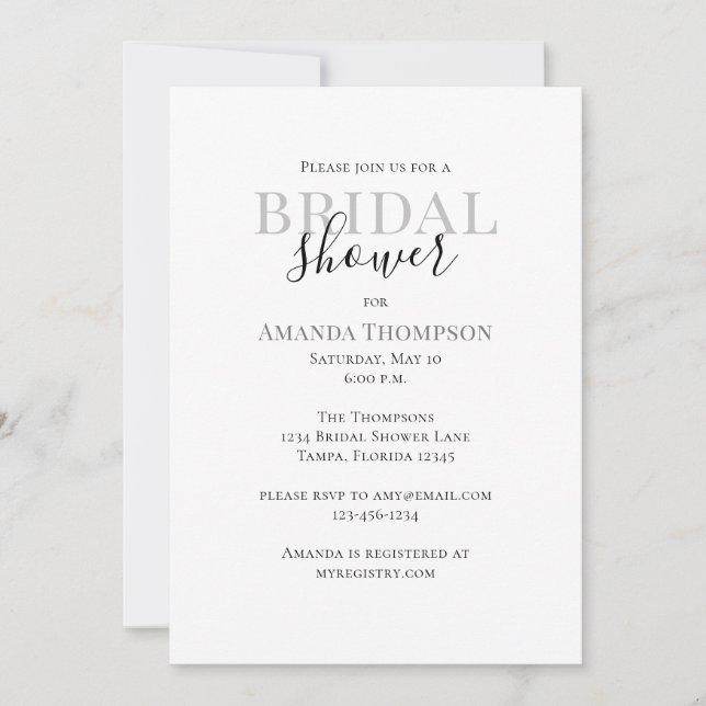 Minimalist Simple Bridal Shower Elegant Template (Front)