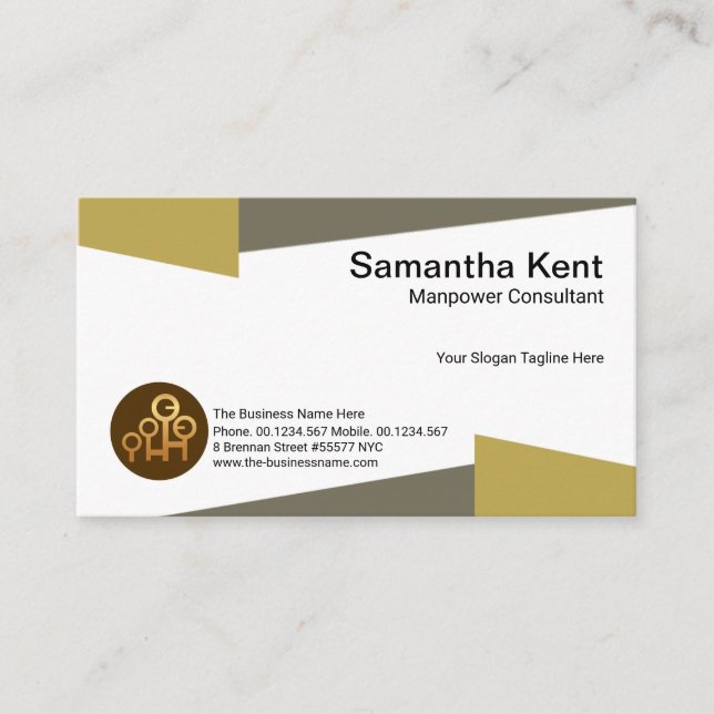 Minimalist Simple Brown Triangle Frame Consultant Business Card (Front)