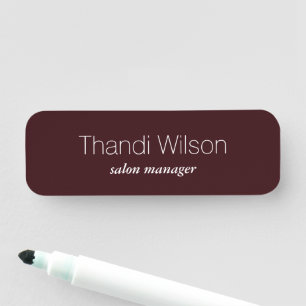 Minimalist simple burgundy business name tag