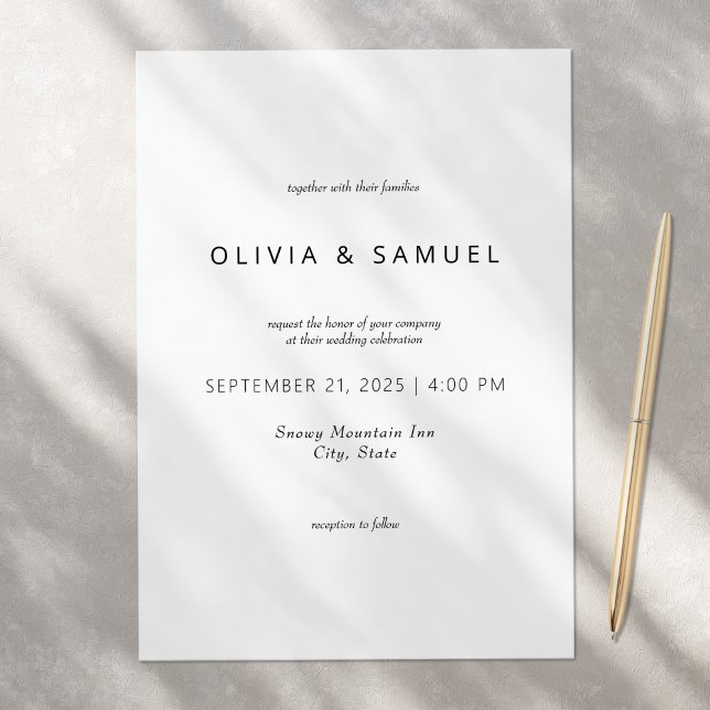 Minimalist Simple Chic Black and White Wedding Invitation (Creator Uploaded)