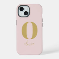 Minimalist Simple Chic Blush Pink Gold Monogram