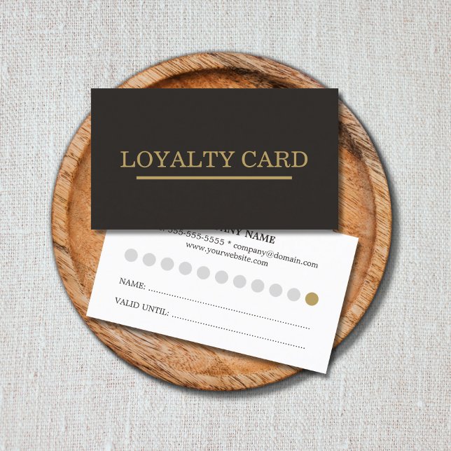 Minimalist Simple Chic Dark Grey Gold Loyalty Card (Creator Uploaded)