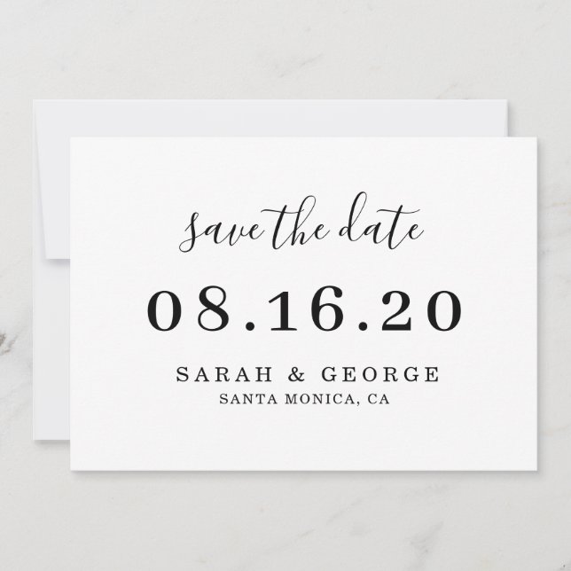 Minimalist Simple Chic Save the date Invitation (Front)