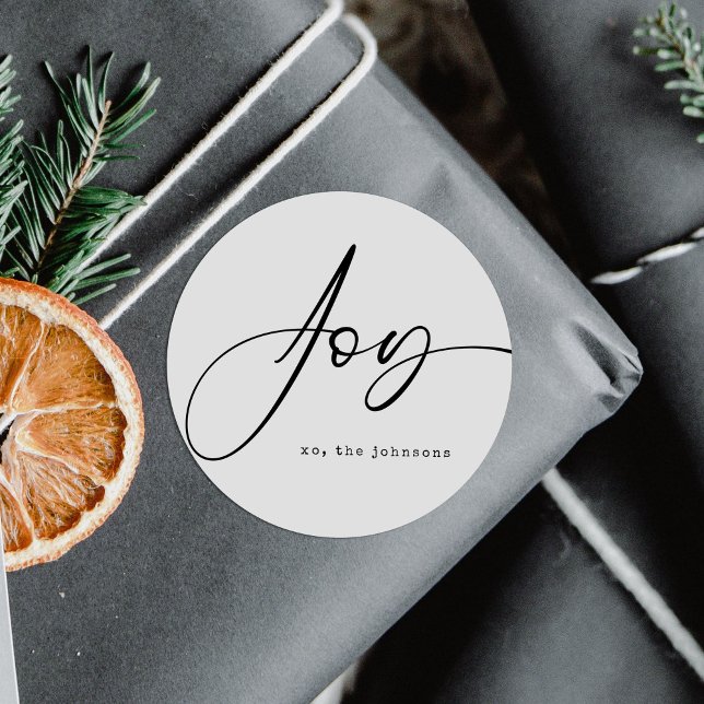 Minimalist Simple Christmas Holiday Joy Classic Round Sticker (Creator Uploaded)