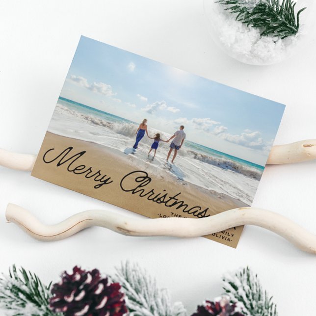 Minimalist Simple Christmas Script Overlay 1 Photo Holiday Card (Creator Uploaded)