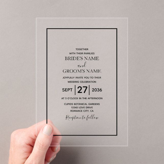 Minimalist Simple Clear Wedding Invitation (Insitu (Handheld))
