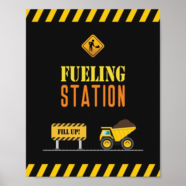 Minimalist Simple Construction Party Drinks Sign (Front)