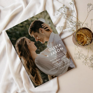 Minimalist Simple Contemporary Photo Wedding Invitation