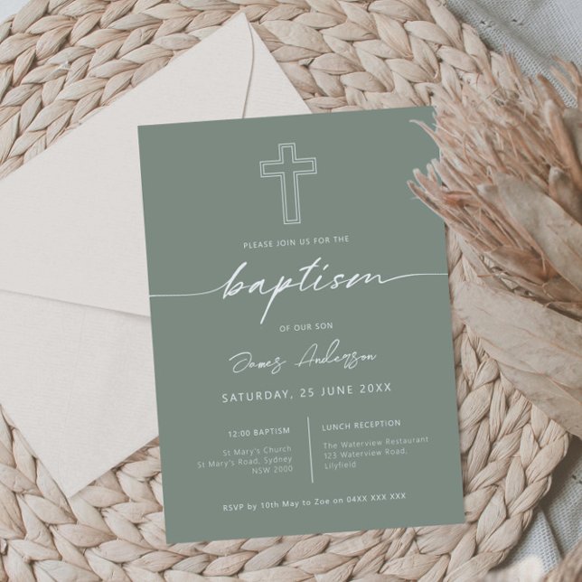 Minimalist simple cross baptism invitation (Creator Uploaded)