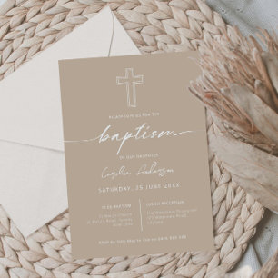 Minimalist simple cross baptism invitation