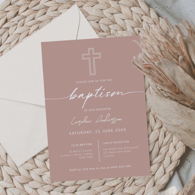 Minimalist simple cross baptism invitation (Creator Uploaded)