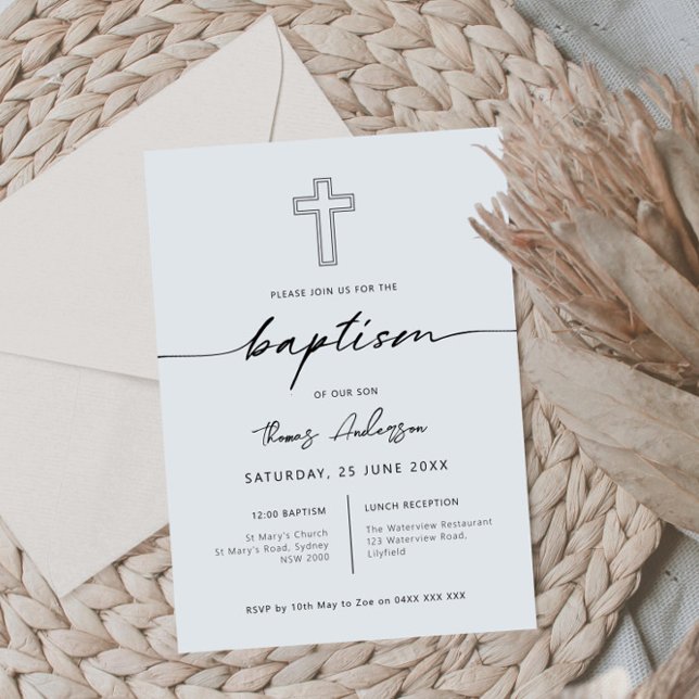 Minimalist simple cross baptism invitation (Creator Uploaded)