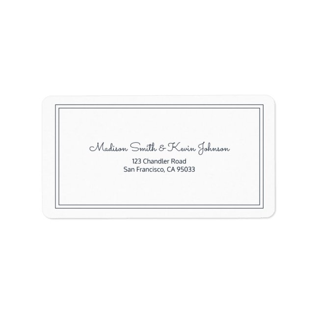 Minimalist Simple Cursive Script Wedding Address Label (Front)