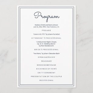 Minimalist Simple Cursive Script Wedding Program
