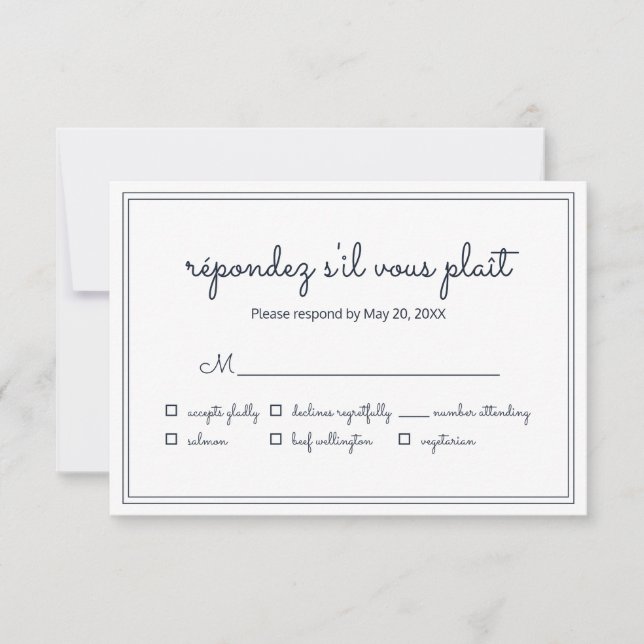 Minimalist Simple Cursive Script Wedding RSVP Card (Front)