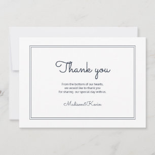Minimalist Simple Cursive Script Wedding Thank You Card