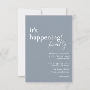 Minimalist Simple Dusty Blue Photo Wedding Invitation