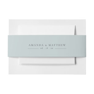 Minimalist Simple Dusty Blue Wedding Invitation Belly Band