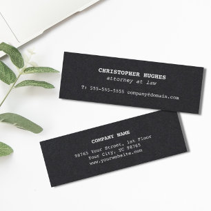Minimalist Simple Elegant Black White Attorney Mini Business Card