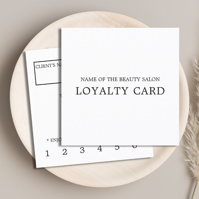 Minimalist Simple Elegant Black White Beauty Loyalty Card (Creator Uploaded)