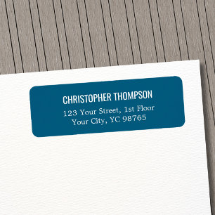 Minimalist Simple Elegant Blue White Label Return Address Label
