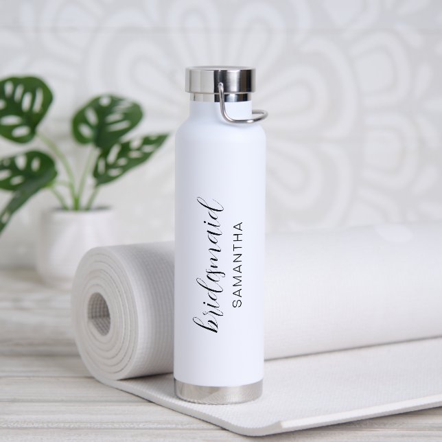 Minimalist Simple Elegant Bridesmaid Wedding Water Bottle (Yoga)