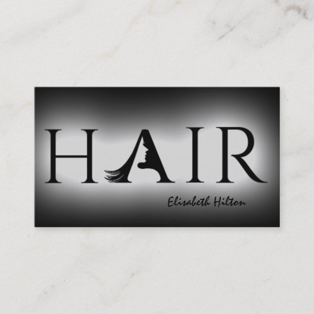 Minimalist simple elegant HAIR Business Card (Front)