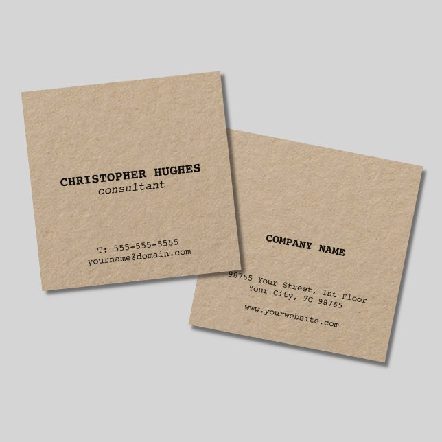 Minimalist Simple Elegant Kraft Consultant Square Business Card (Creator Uploaded)