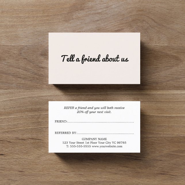 Minimalist Simple Elegant Light Pastel Black Salon Referral Card (Creator Uploaded)