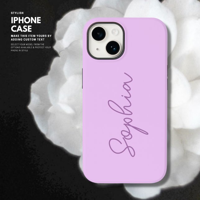 Minimalist Simple Elegant Lilac Script Monogram Case-Mate iPhone Case (Creator Uploaded)