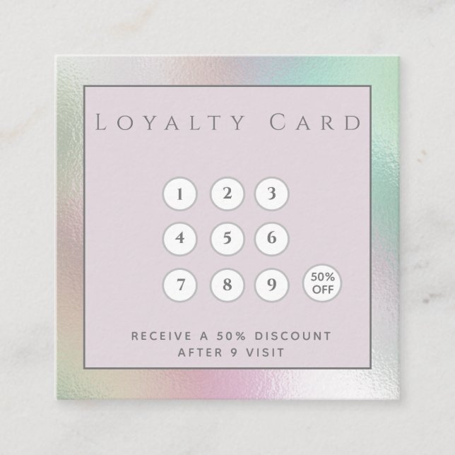 Minimalist simple elegant luxury holographic loyal loyalty card (Front)