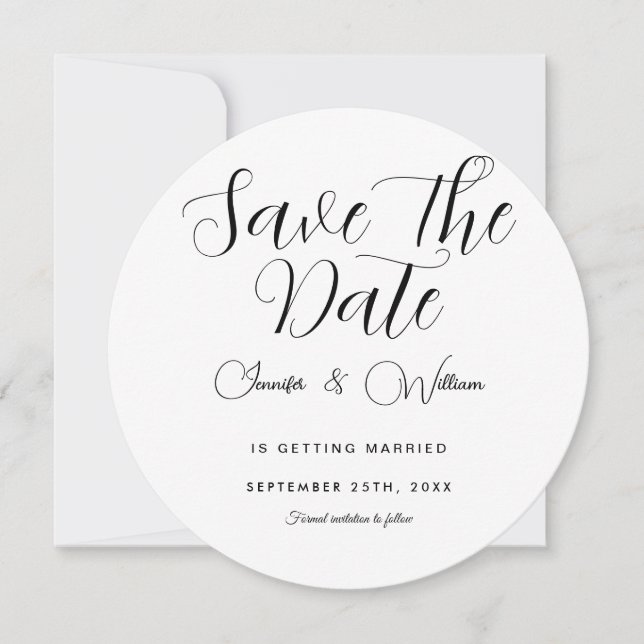 Minimalist Simple Elegant Modern White  Save The Date (Front)