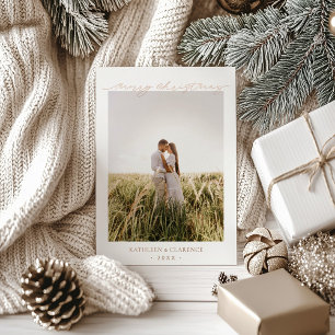 Minimalist Simple Elegant Photo Classic Christmas Foil Holiday Card