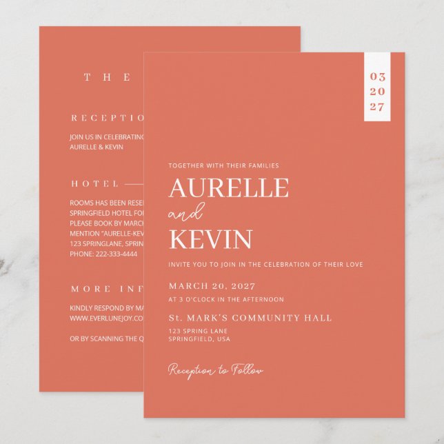 Minimalist Simple Elegant QR Code Wedding Invitation (Front/Back)