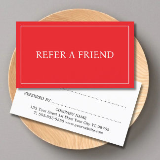 Minimalist Simple Elegant Red and White Referral Card