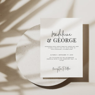 Minimalist simple elegant script photo wedding invitation