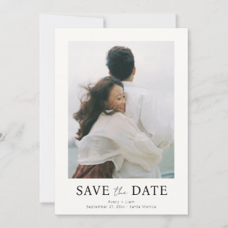 Minimalist Simple Elegant Text and Photo Wedding Save The Date