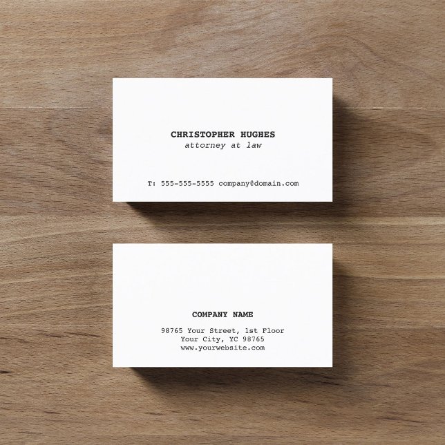 Minimalist Simple Elegant White Attorney at law Business Card (Creator Uploaded)