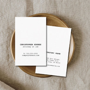 Minimalist Simple Elegant White Attorney at law Business Card