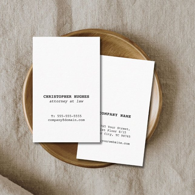 Minimalist Simple Elegant White Attorney at law Business Card (Creator Uploaded)