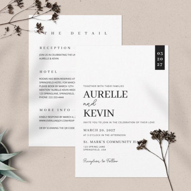 Minimalist Simple Elegant White QR Code Wedding  Invitation (Creator Uploaded)